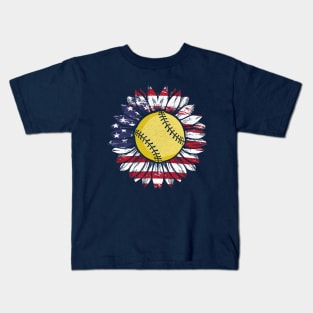 Softball Sunflower Kids T-Shirt